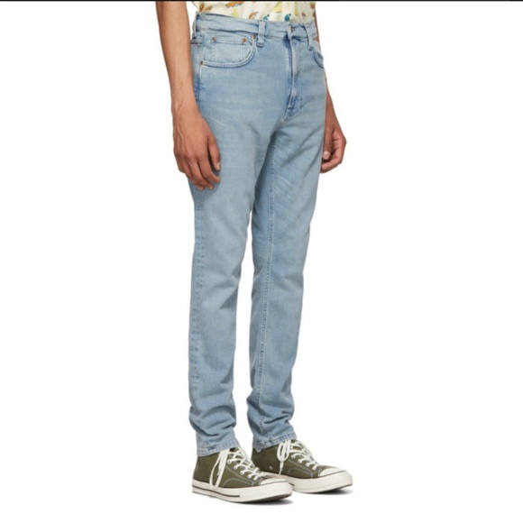 NUDIE JEANS  LEAN DEAN FADED REGULAR-FIT JEANS IN LIGHT BROKEN INDIGO-32 - Picture 3 of 16